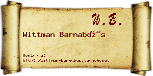 Wittman Barnabás névjegykártya
